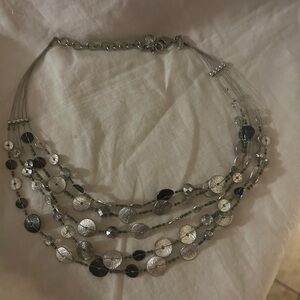 Chico's Silver Layered Disc Necklace.